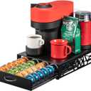 ZCDCP Pod Holder - Modern Sleek Black Metal Coffee Capsule Organizer for Nespresso Pods, Stylish Coffee Machine Stand for Coffee Bar, Office or Home Kitchen(40 Pods Capacity)