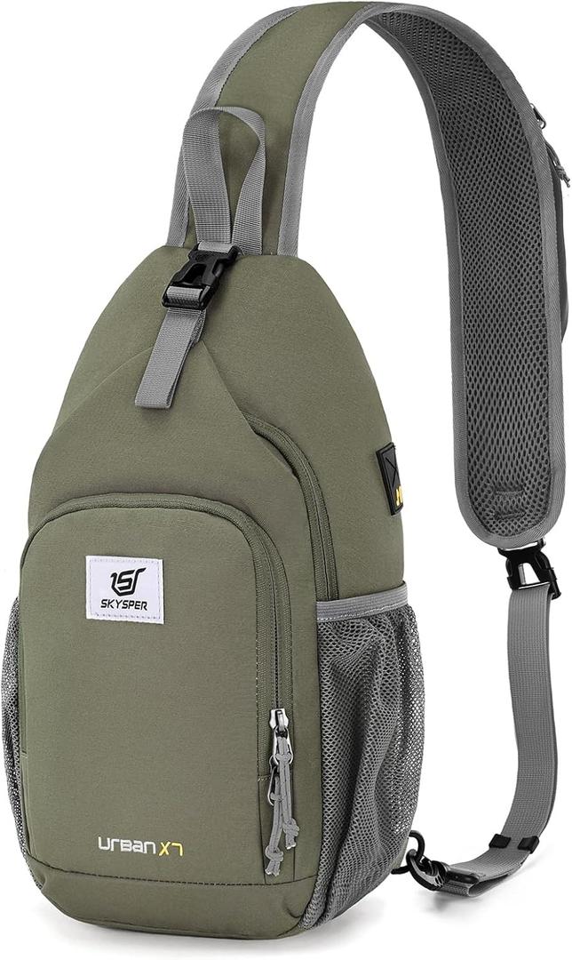 SKYSPER Sling Bag RFID Crossbody Sling Backpack Cross Body Shoulder Bag Travel Hiking Daypack for Women Men (Light Taupe)