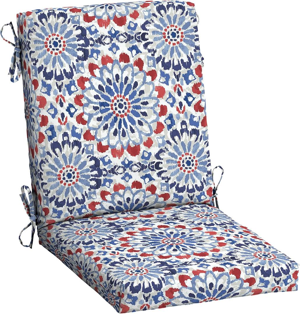 Arden Outdoor Dining Chair Cushion, 20 in x 20 in, Weather-Proof, Rain-Proof, Fade Resistant Patio Cushion for Patio, Dining, or Rocking Chairs 20 x 20, Clark Blue
