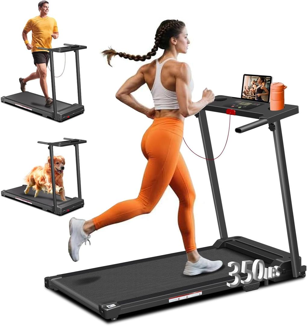 Treadmills for Home, Walking Pad with Handle Bar - 3.0 HP Portable Foldable Treadmill, 350 LBS Weight Capacity, LED Display, Compact Design - Ideal for Home Users, Office Professionals