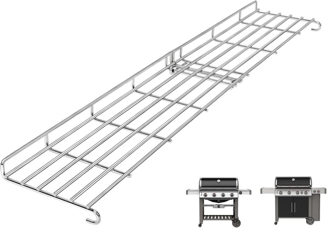 66045 Grill Warming Rack for Weber GS4 Genesis II E-410 S410, SE410 Grills & 400 Series Grills, Foldable Stainless Steel Warming Rack for Genesis 66045