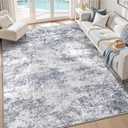 VECARF 9x12 Area Rug for Living Room: Washable Abstract Rugs Blue Grey