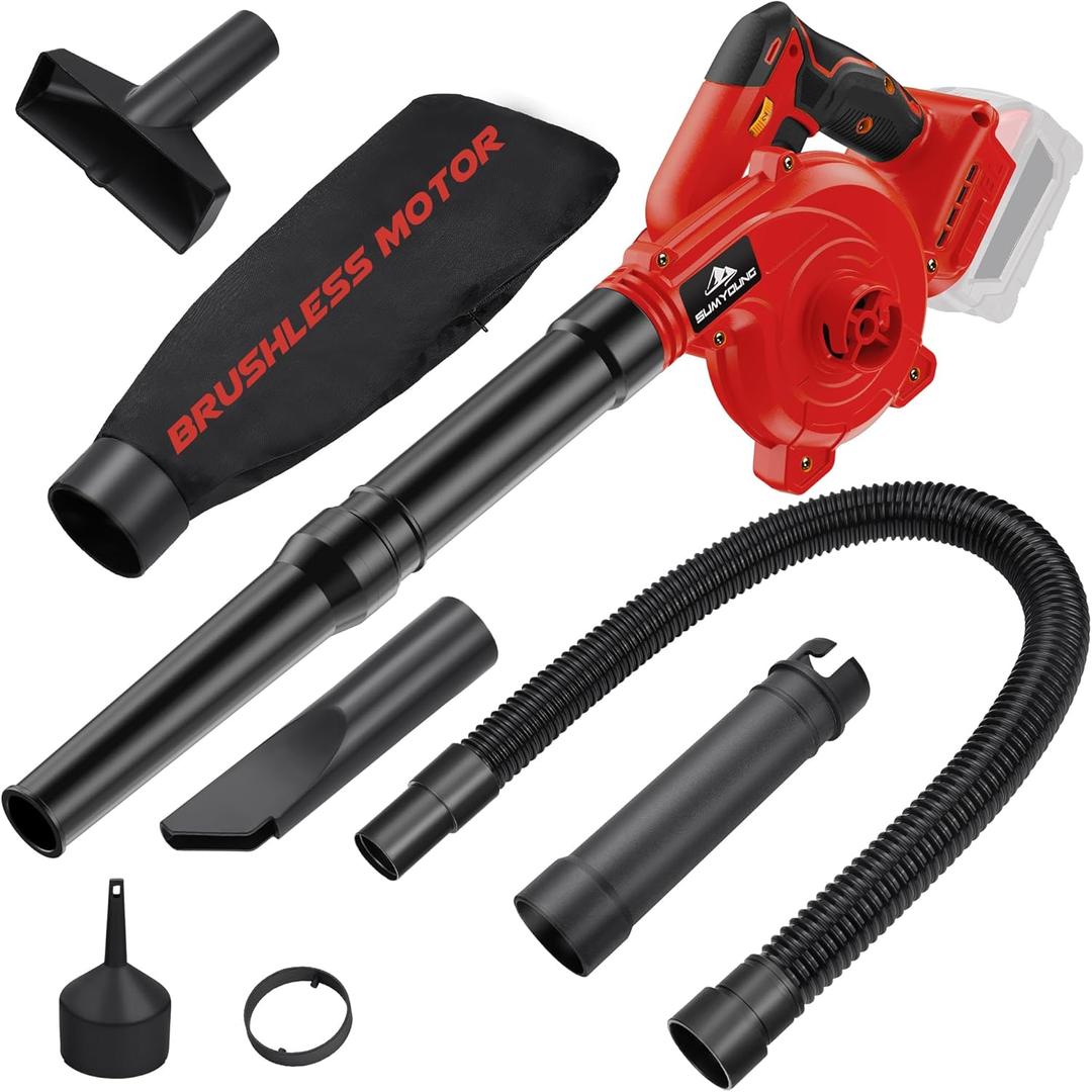 Cordless Leaf Blower for Milwaukee M18 Battery,Electric Jobsite Air Blower with Brushless Motor,6 Variable Speed Up to 180MPH,2-in-1 Handle Electric Blower and Vacuum Cleaner(Battery Not Included)