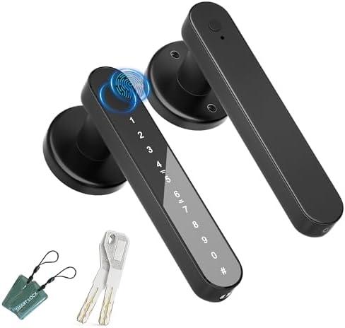 Fingerprint Door Lock,Smart Door knob,biometric Door Lock,with passcode keypad Fobs keyless Entry Door Handle，for Bedroom Home Hotel Office Apartment (Black)