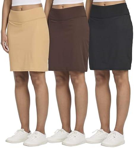Real Essentials 2 Pack: Women's 20" Golf Skirts Knee Length Skorts Athletic Long Active Casual Pockets Size 3 X