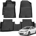 Jenofa-Floor Mats for Hyundai Elantra 2017-2020 (Not for Elantra GT) Floor Liner Waterproof All Weather Car Mats Custom Fit Elantra Durable TPE Rubber Mat for Elantra Accessories Black