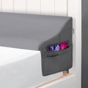 Vekkia Queen Bed Wedge Pillow for Headboard Gap 06" Mattress Gap Filler with Supportive Comfort Foam & Large Side Pockets Prevents Lost Pillows & Items, Washable Cover (Gray 60"x10"x7")