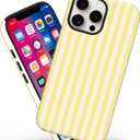 Magnetic for iPhone 15 Pro Case Cute Stripes Phone Case, Shockproof Slim TPU and Hard PC Protective Phone Cover Compatible with MagSafe Designed for Women Girls, Yellow
