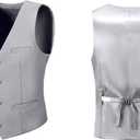 WOMS Mens 2 Pieces Suits Vest Pants Set Slim Fit Wedding Groomsmen Suit for Men Formal (Gray, S)