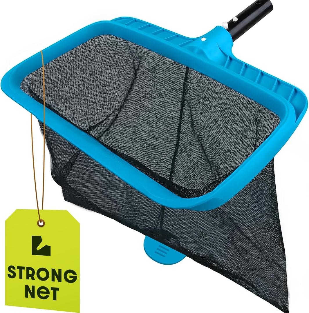 Pool Skimmer Net for Cleaning Heavy Duty Deep Mesh Pool Net Skimmer - Fine Leaf Rake Net for Swimming Pools, Ponds - Strong Frame - Fits Standard Pool Poles (Net Only, No Pole)
