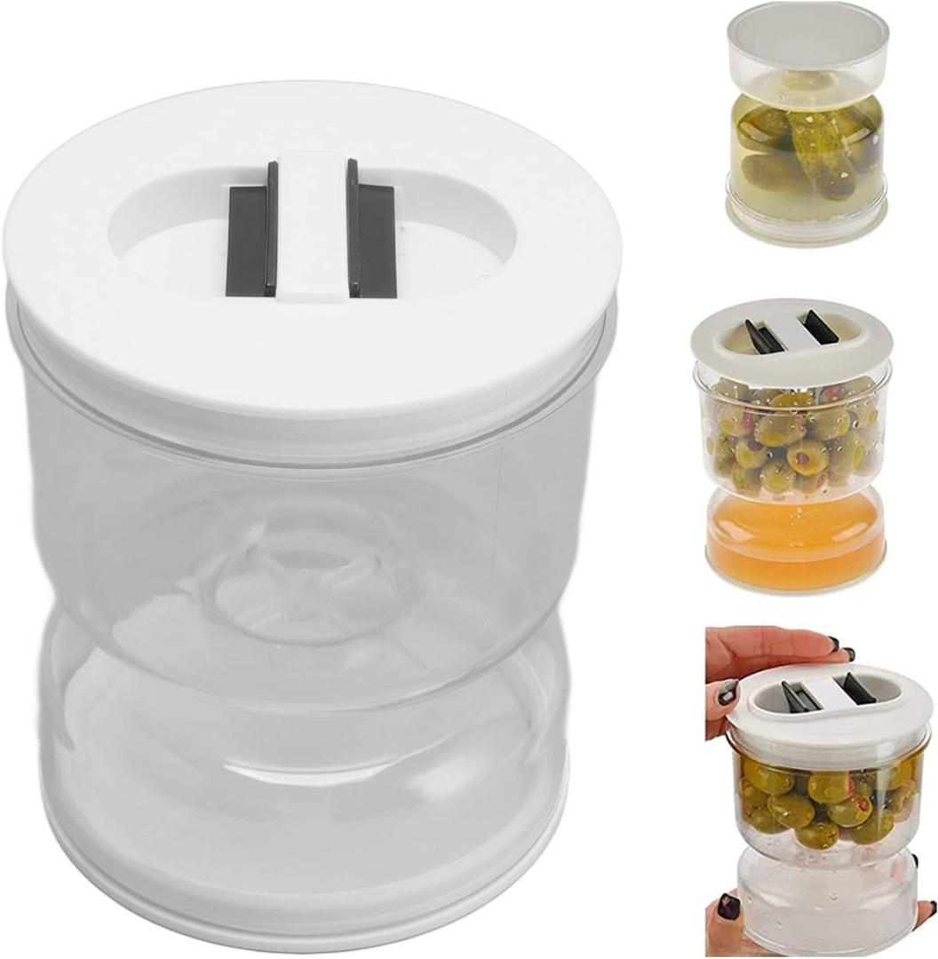 Pickle Jar with Strainer Flip, Pickle and Olive Hourglass Container, Pickle Flip Jar Separated from Wet and Dry, Upside Down Pickle Storage Holder for Airtight Food Storage