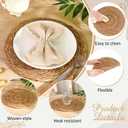 30 Pcs Cattail Round Woven Placemats Set, Cattail Placemats with Pearl Napkin Rings Boho Farmhouse Rustic Woven Chargers Natural Mat Bulk for Wedding Party, Dinner Table (13 Inch)