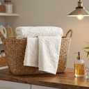 Artoid Mode 2 Pcs Beige 3D Dahlia Floral Jacquard Hand Towels for Bathroom, 100% Cotton Soft Absorbent Bathroom Decor Towels, 13.7 x 29.5 Inch