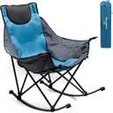 SUNNYFEEL Oversized Rocking Camping Chair, Fully Padded Patio Chair with Side Pocket, High Back Portable Lawn Recliner with Headrest, Outdoor Camp Rocker Chairs for Adults Heavy Duty 500 LBS Carry Bag, 1 Pc