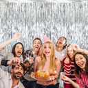 GOER 3.2 ft x 8.2 ft Metallic Tinsel Foil Fringe Curtains Party Photo Backdrop Party Streamers for Birthday,Graduation,New Year Eve Decorations Wedding Decor (Silver,5 pcs)