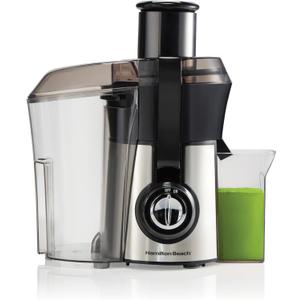 Hamilton Beach Juicer Machine, Big Mouth 3 Feed Chute for Whole Fruits and Vegetables, Easy to Clean, Centrifugal Extractor, Vegetable & Fruit Juicer, BPA Free, 800W Motor, Stainless Steel (Silver)