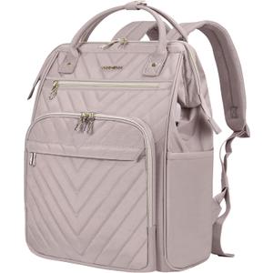 VANKEAN 17 Inch Laptop Backpack for Women Men Fashion Computer Work Bag, Large Capacity Waterproof Backpack with USB Port & RFID Pockets, College Daypack Business Travel Backpack, Light Dusty Pink