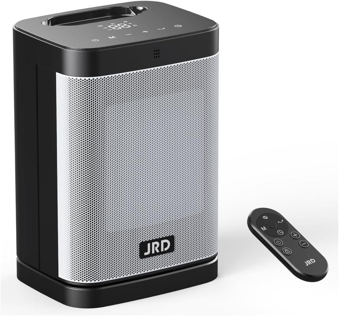 Space Heater, JRD 1500W Ceramic Portable Electric Heater with Remote, Rapid Heating, Thermostat, 80 Oscillation, 12H Timer, Small Quiet Desk Heater for Indoor Use Bedroom Home Office (Silver)