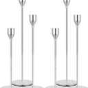 Denique Candlestick Holders 2 Sets, 6 PCS Silver Taper Candle Holders, Candlestick Holders Set for Table Centerpiece Vintage Modern Candle Holders for Home Wedding Decoration