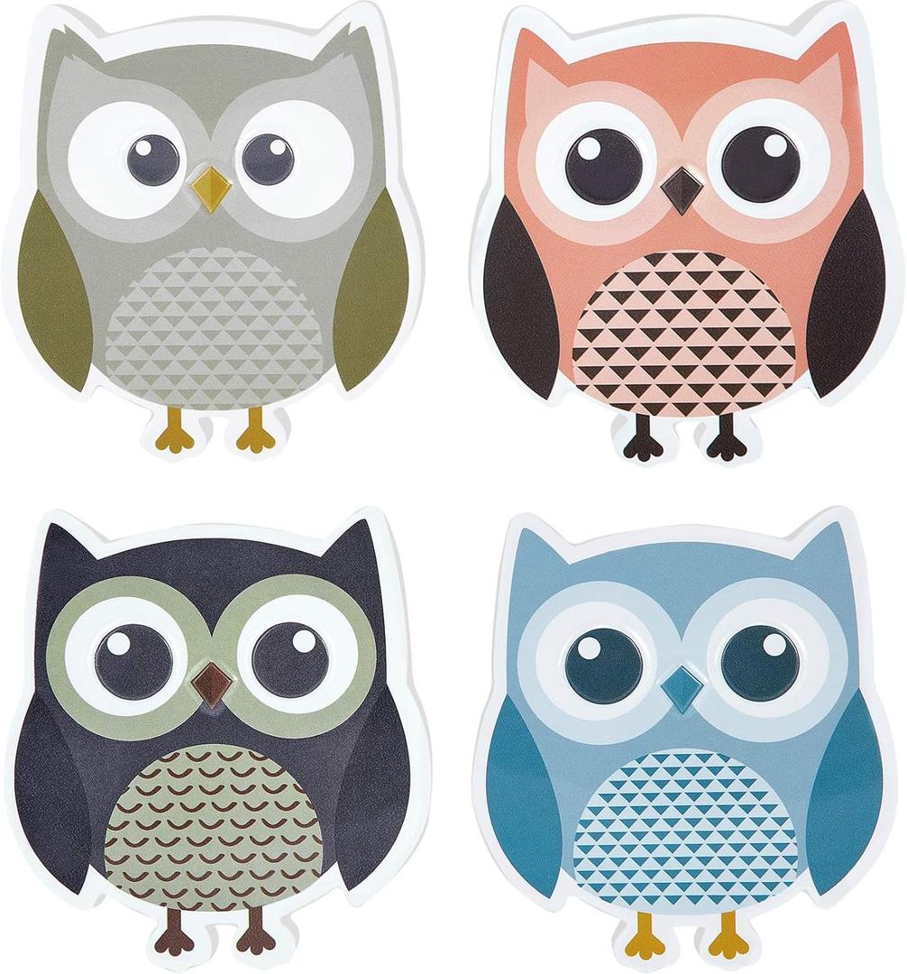 4 Pieces Cute Owl Erasers Magnetic Owl Whiteboard Eraser Animal Shaped Dry Erase Chalkboard Erasers with Felt for Classroom Office Home (Random Color)