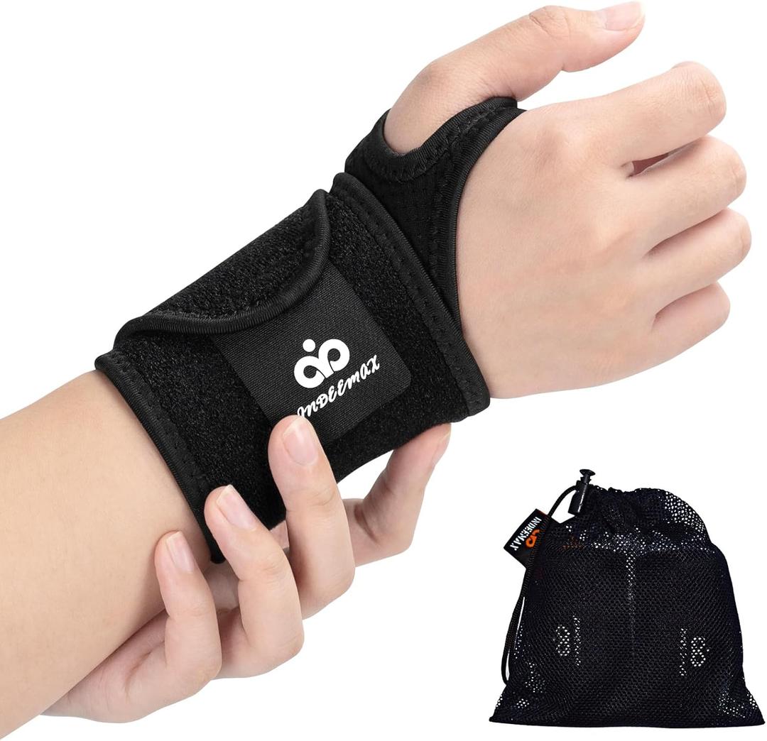 INDEEMAX Copper Carpal Tunnel Wrist Brace, 2 Pack Wrist Support Wraps for Men Women, Adjustable Compression Wrist Brace for Tendonitis, Pain Relief, Arthritis, Sports, Work, Sleeping, Both Hands, black