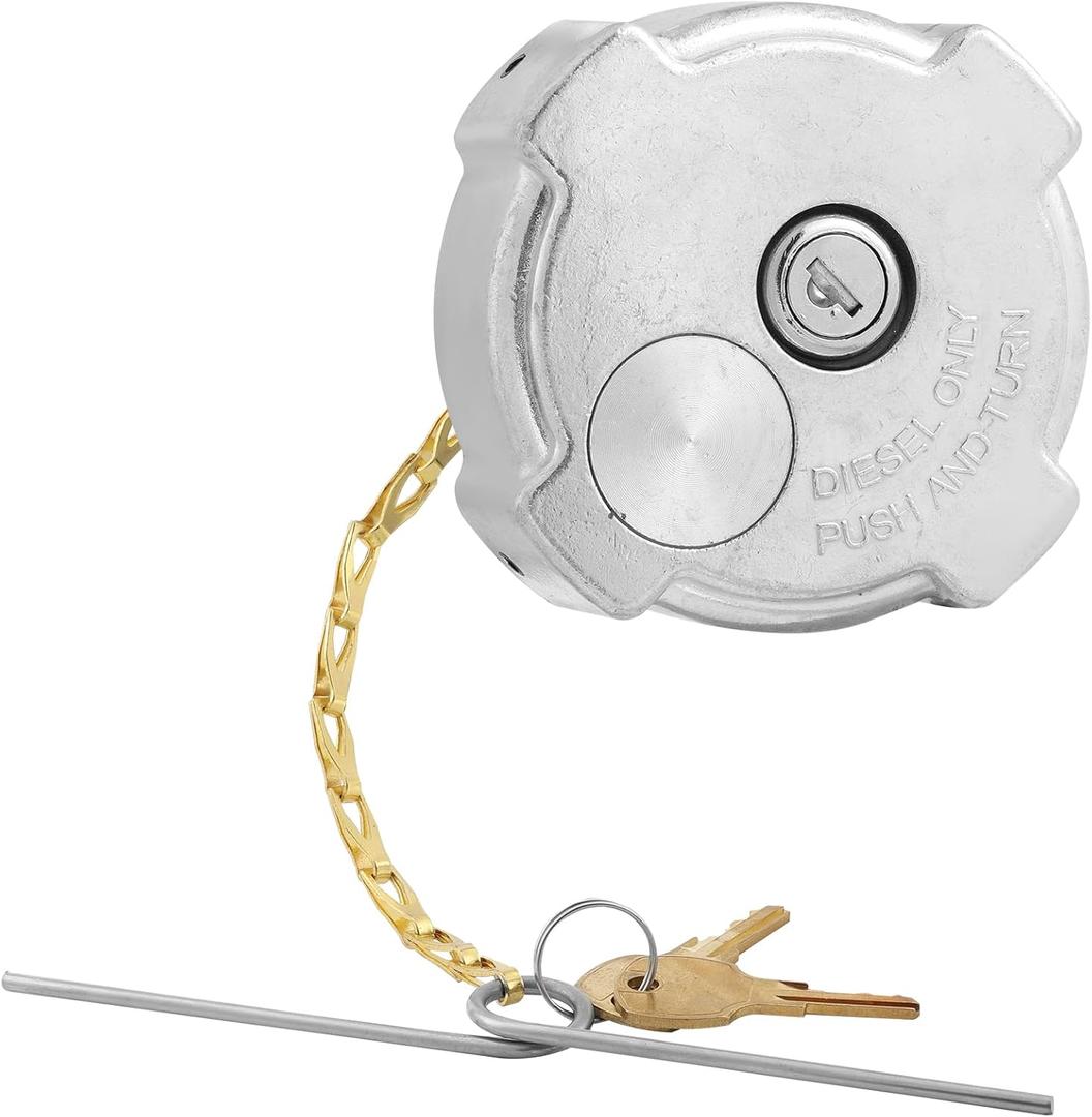 Locking Diesel Fuel Cap 1/4 Turn Lock Gas Cap 3In Aluminum Diesel Fuel Tank Cap with key no thread Compatible with 1996-2018 freightliner cascadia accessories
