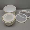 BoxedHome Mixing Bowls with Lids Set, 4 Packs BPA-Free Plastic Prep Bowls for Kitchen, Dishwasher & Microwave Safe, Large Capacity, Beige