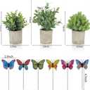3 Pack Mini Potted Fake Plants Artificial Eucalyptus & Greenery Topiaries with 6 Butterflies,Artificial Plants for Shelf Desk Home Bathroom Farmhouse Room Coffee Table Decor