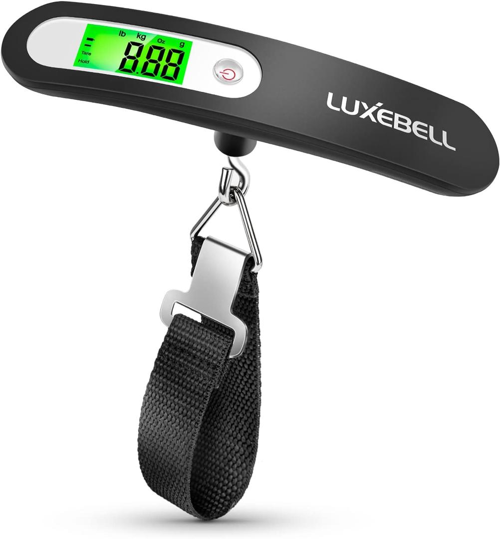 Digital Luggage Scale Vacation Travel Essentials Accessories Gifts for Traveler Portable Suitcase Handheld Weight Scale 110 lbs Hanging Baggage Travel Must Haves (Black)