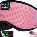 MUSICOZY Bluetooth 5.4 Sleep Headphones Eye Mask, Breathable Sleeping Headband Headphones with Wireless Earbuds Earphones for Side Sleepers Mom Women Cool Tech Unique Gifts Gadget (Rose Pink)