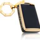 YHC for Mazda Key Fob Cover with Gold Keychain for Mazda 3 Hatchback CX-5 CX-30 CX-12 (Black)