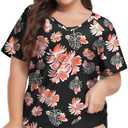 FOREYOND Plus Size Rash Guard Shirt for Women Short Sleeve Swimingsuit Top UV UPF 50+ Sun Protection Summer Swim Shirts XL 