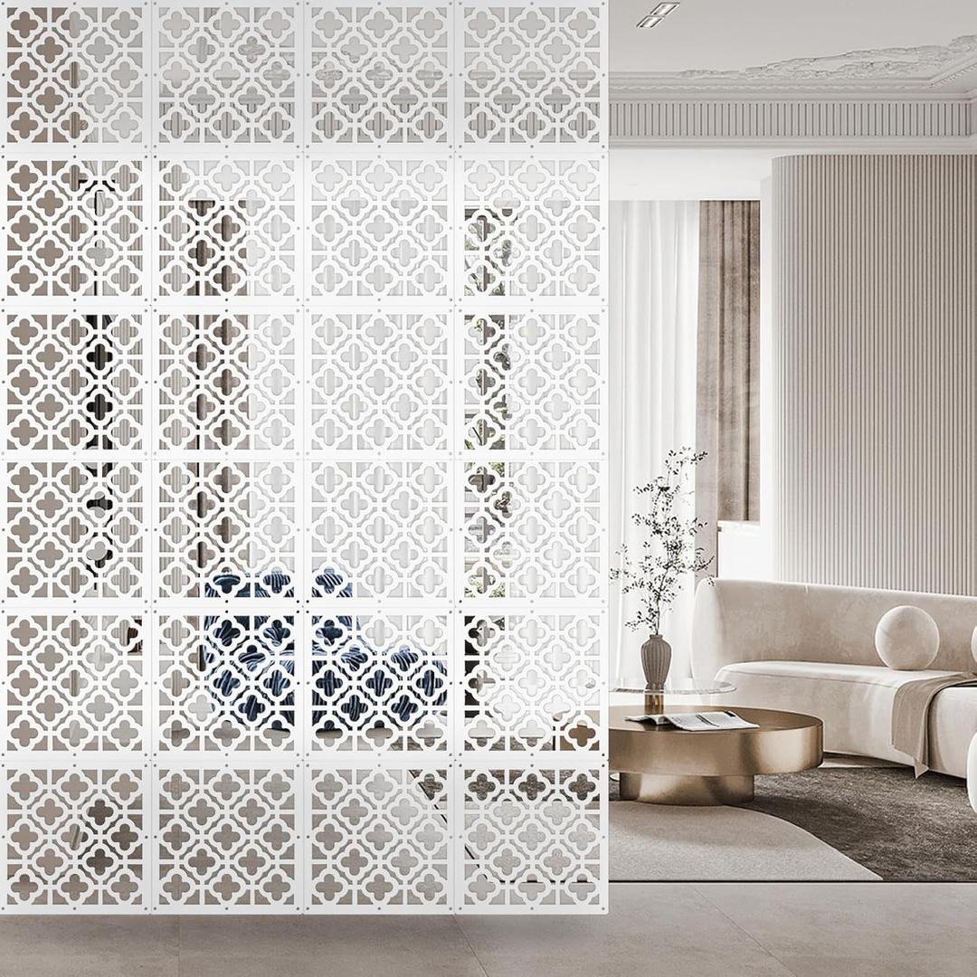 Boshen 24PCS Hanging Room Divider Wall Screen Panel Room Divider Panels Privacy Screen Divider Home Decor for Living Room Bedroom Home Office Restaurant Decor-Window Flower