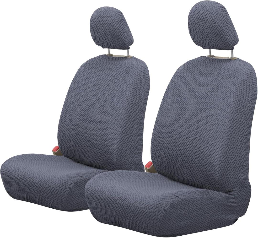 ele ELEOPTION 2 Sets Car Front Seat Covers with Storage Pocket Breathable Universal Automotive Seat Cushion Carseat Covers Protector for Truck, Van and SUV Grey ele ELEOPTION 2 Sets Car Front Seat Covers with Storage Pocket Breathable Universal Automotive Seat Cushion Carseat Covers Protector for Truck, Van and SUV Grey