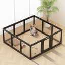 Clear Acrylic Dog Playpen Indoor, Puppy Cat Small Pet Play Pen, Pet Cat Playpen for Rabbits, Dog Fence Crate Kennel Whelping Cage (Black, 12 Panel)