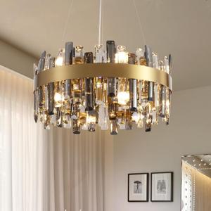12-Light Modern Crystal Chandelier Luxury Gold 2-Tiers K9 Crystal Raindrop Chandelier Pendant Ceiling Light Fixture for Living Dining Room Kitchen Island Bedroom Foyer D19.7'', Round D19.7''