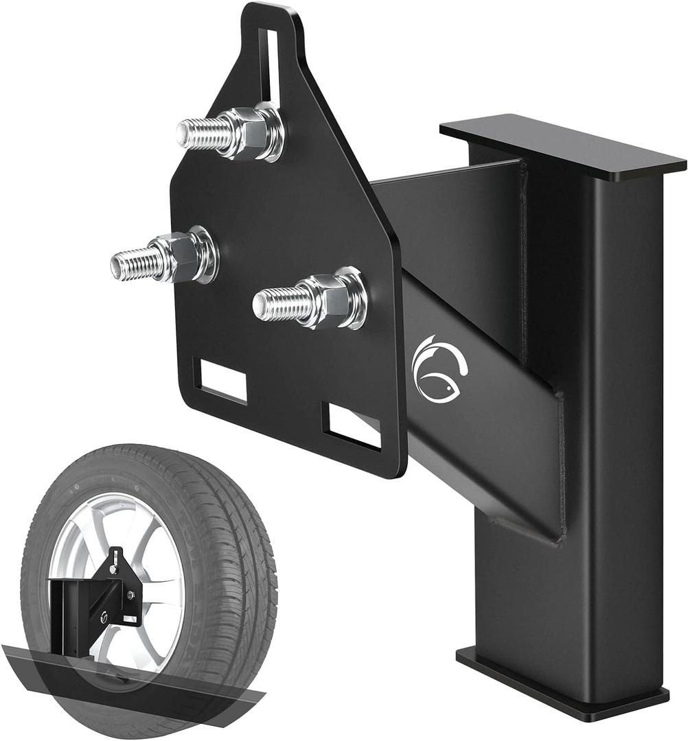 GADFISH Stake Pocket Spare Tire Carrier Mount, 3-Nuts Design Trailer Bracket Heavy Duty Holder, Fits 4 & 5 & 6 Lugs Trailer Wheels on 4",4.5'',4.75'',5'',5.5''and 6''Bolt Patterns, Holds up to 150 Lbs