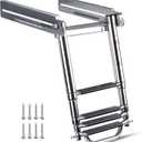 3-4 Step Boat Ladder Under Platform Slide Mount Boat Boarding Ladder, Telescoping Ladder with a Carry Handle and Mounting Screws, Press-Type Spring Latch (4 Steps)