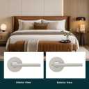 Mega Handles Ralph Privacy Door Handle - 1 Pack Reversible Brushed Nickel Door Handles, Heavy Duty Bed & Bath Door Handle with Privacy Door Lock, Fits All Standard Doors - Satin Nickel