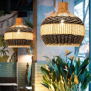 Arturesthome Rattan Pendant Light for Kitchen Island, Wicker Chandelier, Handmade Woven Hanging Ceiling Light Lampshade for Living Room Bedroom