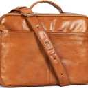 Leather Crossbody Bag - Retro Style Camera Messenger Bag with Contrasting Striped Strap (Small, Brown)