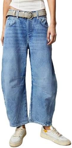 Allimy Women's Jeans Mid Rise Barrel Leg Vintage Jeans for Women Trendy 2025 Denim Pants Non Stretch, 6