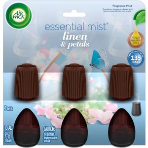 Air Wick Essential Mist Refill, 3ct, Linen & Petals, Air Freshener, Essential Oils