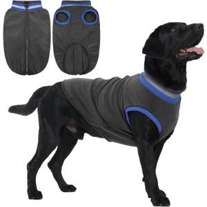 Lelepet Fleece Dog Sweater Zip Up Dog Fleece Jacket Reflective Warm Sweatshirt for Cold Weather Soft & Lightweight Pet Sweater Vest for Puppy Small Medium Large Dogs(XS-3XL) (Gray)