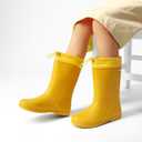 DREAM PAIRS Kids Rain Boots Boys Girls Lightweight Boots Waterproof Easy-on Outdoor Playing Rain Boot Unisex-Child (4 Big Kid, Yellow)