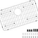 Kitchen Sink Grid and Sink Protectors, 26-1/16" x 14-1/16" Stainless Steel Material Sink Grate for Bottom of Kitchen Sink Rack Accessories with Rear Drain for Single Bowl Sinks, Scratch Prevention