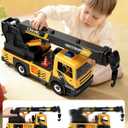 Large Crane Truck Toy with Extendable Crane Arm, Lights & Siren Sounds, Assemble & DIY Truck Engineering Vehicle Toy for Boys Girls Christmas Birthday Gifts Kids Toys for 3 4 5 6 7 8 Years Old