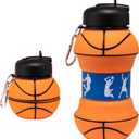 Maccabi Art Clip-On Collapsible BPA-Free Silicone Basketball Water Bottle for Kids, 18 Oz. Size