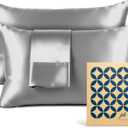 Satin Pillowcase 2 Pack - Queen Size (20"x30", Grey) - Silky Pillow Cases for Hair and Skin - Satin Pillow Covers with Envelope Closure - Extra Soft Premium Microfiber