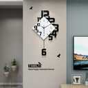 FLEBLE Large Wall Clocks for Living Room Decor Silent Pendulum Battery Operated Non-Ticking for Bedroom Kitchen Office Home 26" Decorative Clock Square White Wood Wall Decor for School Indoor (Medium)